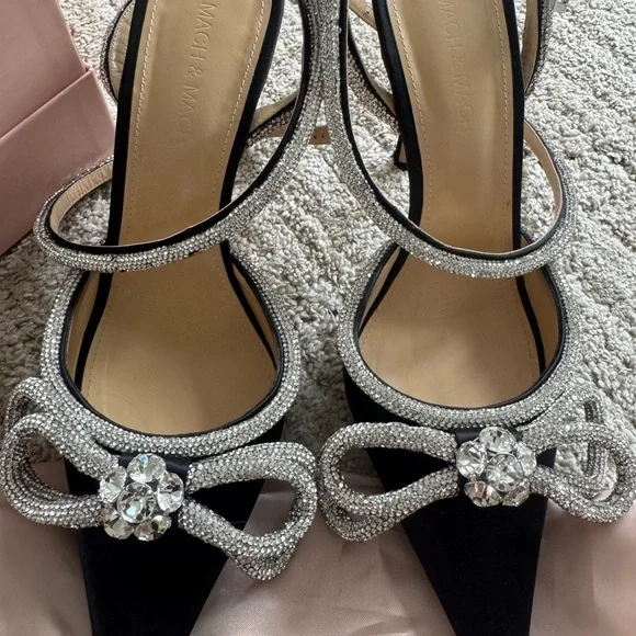 Mach & Mach Women's Black and Silver Heels size 38 - Picture 3 of 9